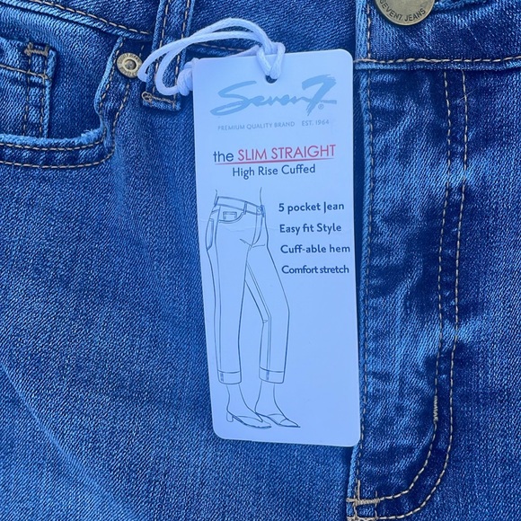 NWT Seven7 Women's High Rise Slim Straight Cuff Jeans - Picture 6 of 12